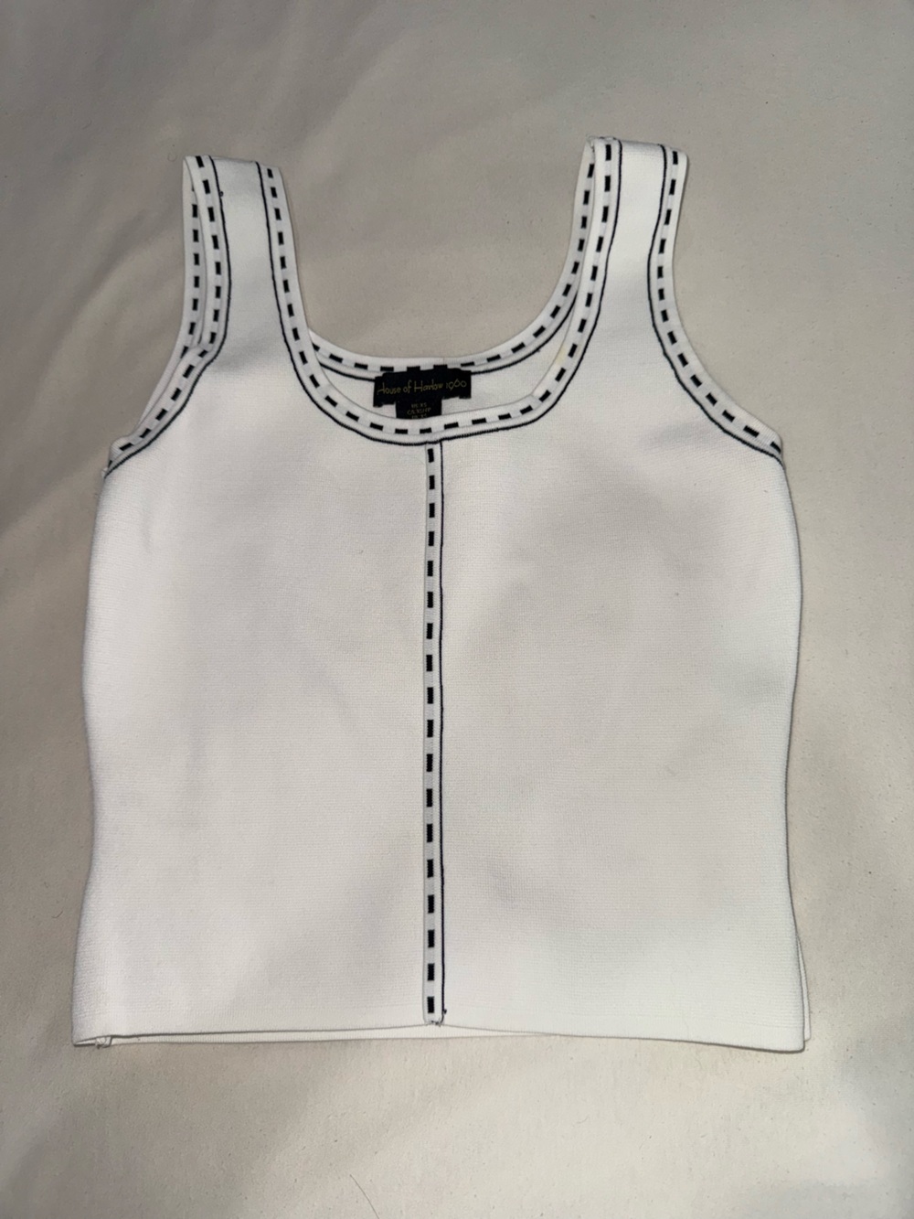 House of Harlow 1960 White Tank with Black Contrast Stitching